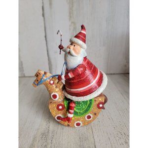 Unique glitter Santa Claus rocking horse candy cane home figure Xmas